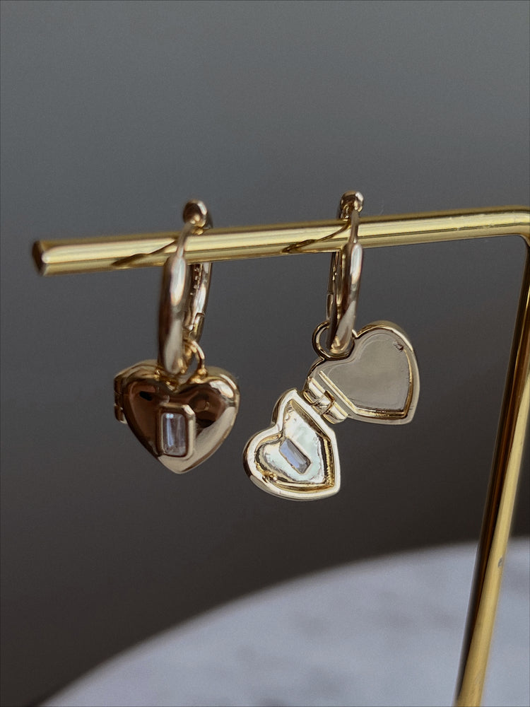 
            
                Load image into Gallery viewer, The Heart Locket Hoops
            
        